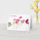 Carte d'anniversaire papillon (Fleur jaune)