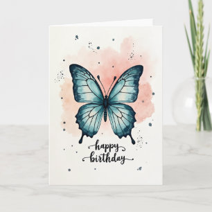 Carte d'anniversaire papillon à l'aquarelle