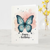 Carte d'anniversaire papillon à l'aquarelle (Fleur jaune)