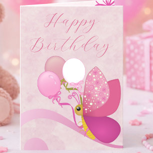 Carte d'anniversaire Papillon aux Teintes de Rose
