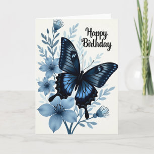 Carte d'anniversaire Papillon Bleu