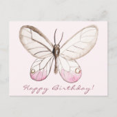 Carte d'anniversaire Papillon Blush Élégant (Devant)