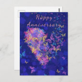 Carte d'anniversaire papillon cœur - Amour (Devant / Derrière)