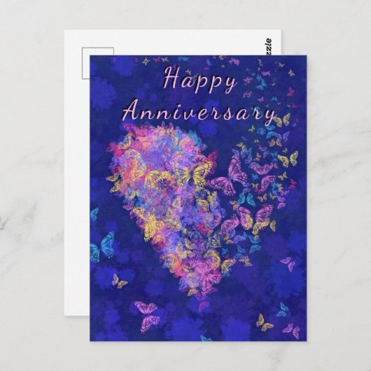 Carte d'anniversaire papillon cœur - Amour (Devant / Derrière)