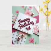 Carte d'anniversaire Papillon de Baie (Fleur jaune)