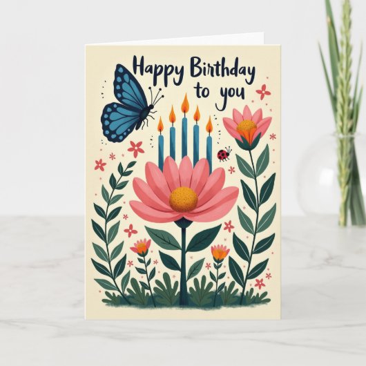 Carte d'anniversaire papillon en art (Devant)