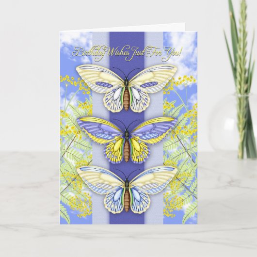 carte d'anniversaire papillon et fleur (Devant)
