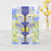 carte d'anniversaire papillon et fleur (Fleur jaune)