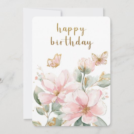 Carte d'anniversaire papillon floral (Devant)