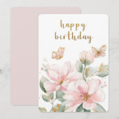 Carte d'anniversaire papillon floral (Devant / Derrière)