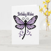 Carte d'anniversaire Papillon Lavande (Fleur jaune)