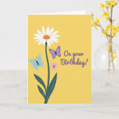 Carte d'anniversaire Papillon Marguerite (Fleur jaune)