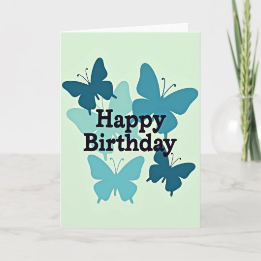 Carte d'anniversaire Papillon Menthe (Devant)
