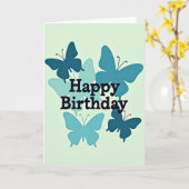 Carte d'anniversaire Papillon Menthe (Fleur jaune)