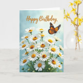 Carte d'anniversaire Papillon Orange (Fleur jaune)