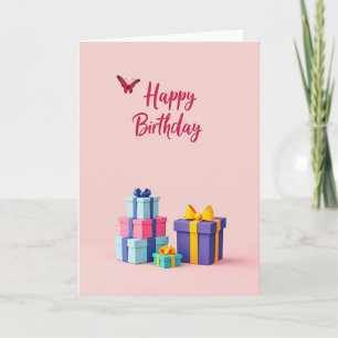 Carte d'anniversaire Papillon Rose