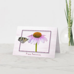Carte d'anniversaire Papillon sur Fleur de Cône