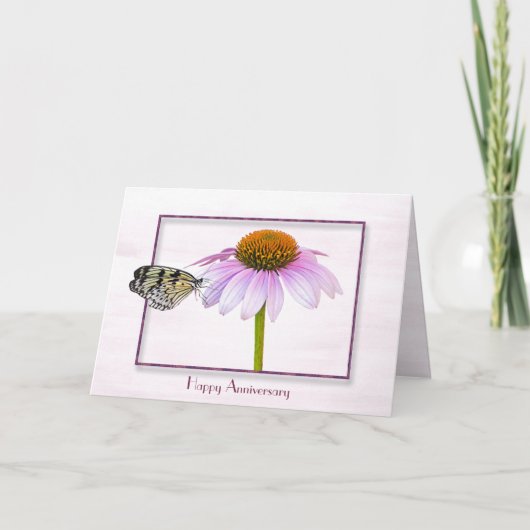 Carte d'anniversaire Papillon sur Fleur de Cône (Devant)