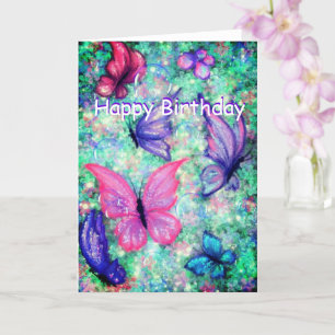 Carte d'anniversaire Papillons colorés volants