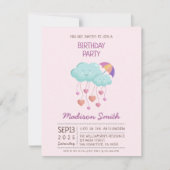 Carte d'anniversaire parapluie coloré avec des nua (Devant)