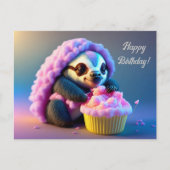 Carte d'anniversaire, paresseux dans barbe à papa (Devant)