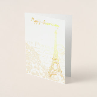 Carte d'anniversaire Paris Gold ou Silver Foil - p