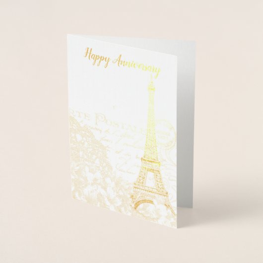 Carte d'anniversaire Paris Gold ou Silver Foil - p (Devant)