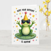 Carte d'anniversaire Party Frog (Fleur jaune)