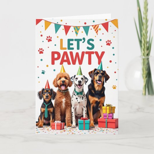 Carte d'anniversaire Party Pups (Devant)