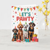 Carte d'anniversaire Party Pups (Fleur jaune)