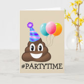 Carte d'anniversaire #PARTYTIME Poop Emoji (Fleur jaune)