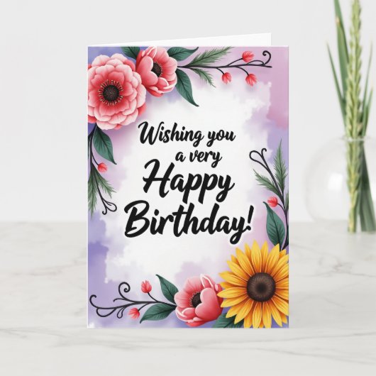 Carte d'anniversaire Pastel Birthday Bloom (Devant)