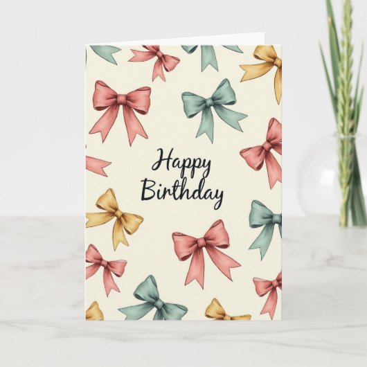 Carte d'anniversaire Pastel Bows (Devant)