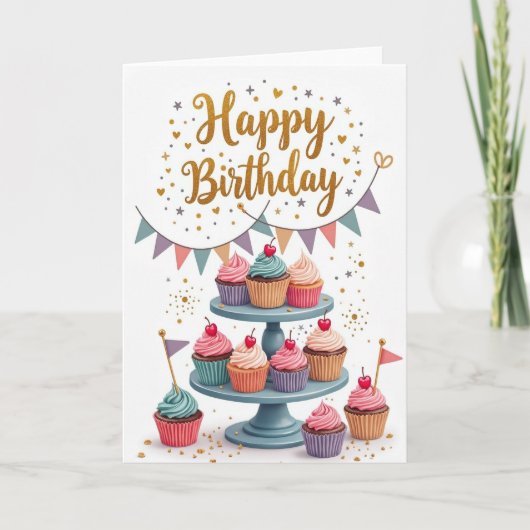 Carte d'anniversaire Pastel Bunting (Devant)