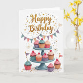 Carte d'anniversaire Pastel Bunting (Fleur jaune)