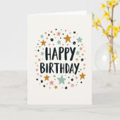 Carte d'anniversaire pastel étoilé (Fleur jaune)