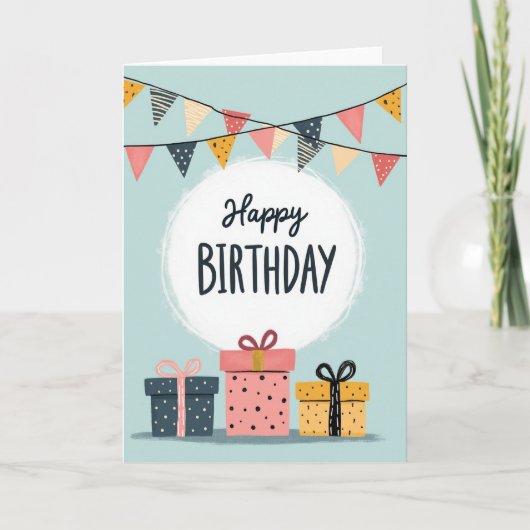 Carte d'anniversaire Pastel Pennant (Devant)