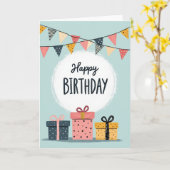 Carte d'anniversaire Pastel Pennant (Fleur jaune)