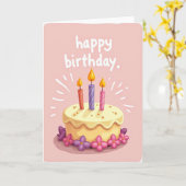 Carte d'anniversaire pastel rose (Fleur jaune)