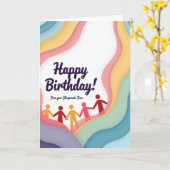 Carte d'anniversaire Pastel Wave (Fleur jaune)