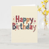 Carte d'anniversaire Patchwork (Fleur jaune)