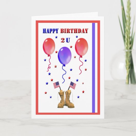 Carte d'anniversaire patriotique militaire (Devant)