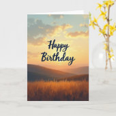 Carte d'anniversaire Paysage Doré (Fleur jaune)