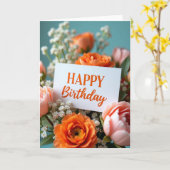 Carte d'anniversaire Peach Bloom (Fleur jaune)