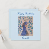 Carte d'anniversaire Peacock Blue Flat (Devant/Arrière en situation)