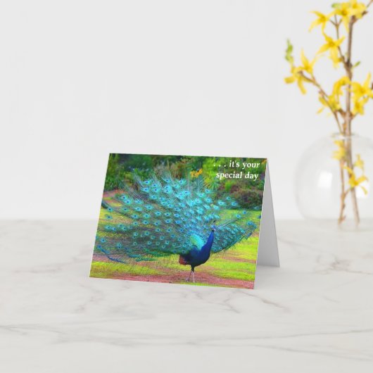 Carte d'anniversaire Peacock Fun (Fleur jaune)
