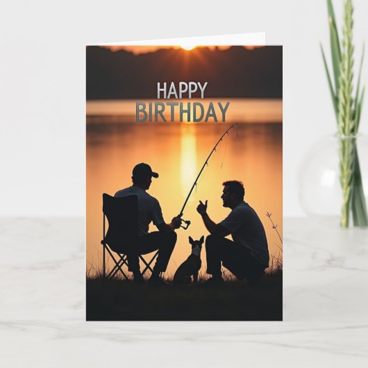 Carte d'anniversaire Pêche au crépuscule (Devant)