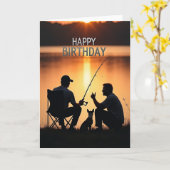 Carte d'anniversaire Pêche au crépuscule (Fleur jaune)