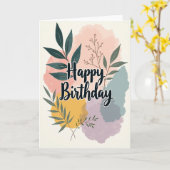 Carte d'anniversaire peinte abstraite (Fleur jaune)