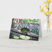 Carte d'anniversaire peinte de tortue (Fleur jaune)